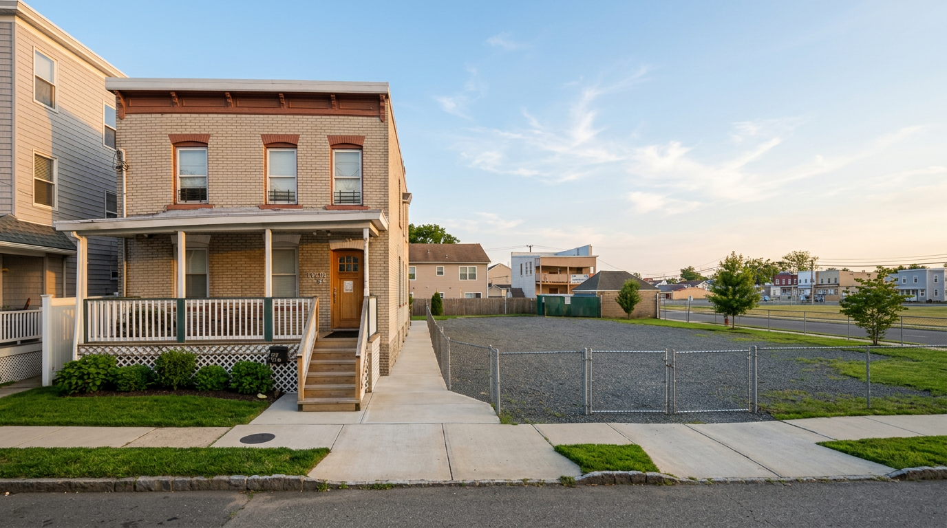 Masjid Quba on Essex Street in Carteret, New Jersey at golden hour